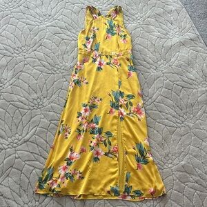 LOFT Yellow Floral Maxi Dress